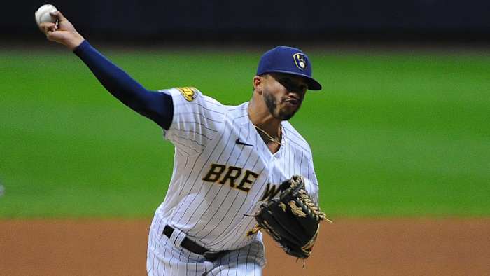 Reigning National League Rookie of the Year Devin Williams pitches against the Cubs at Miller Park.